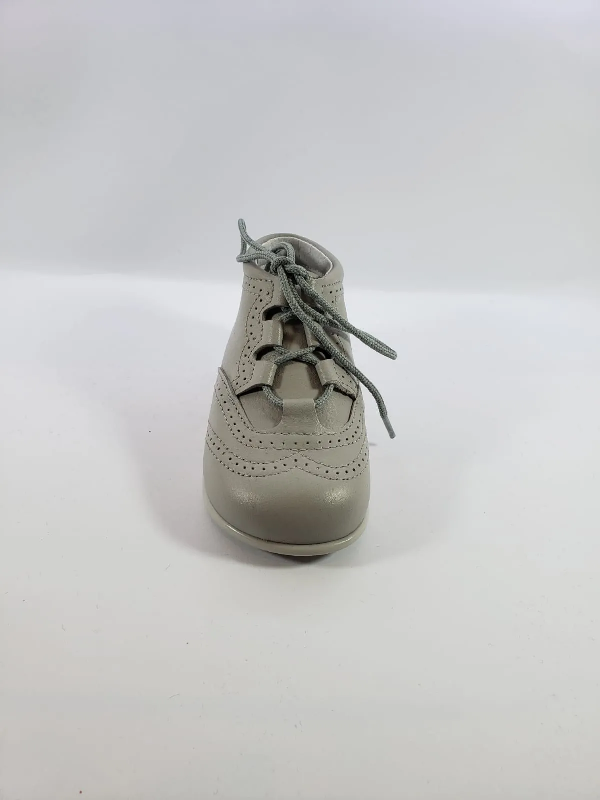 Shawn & Jeffery Light Grey Leather Baby Bootie