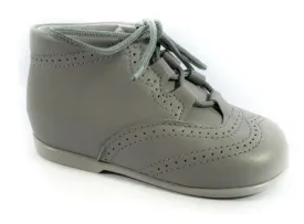 Shawn & Jeffery Light Grey Leather Baby Bootie