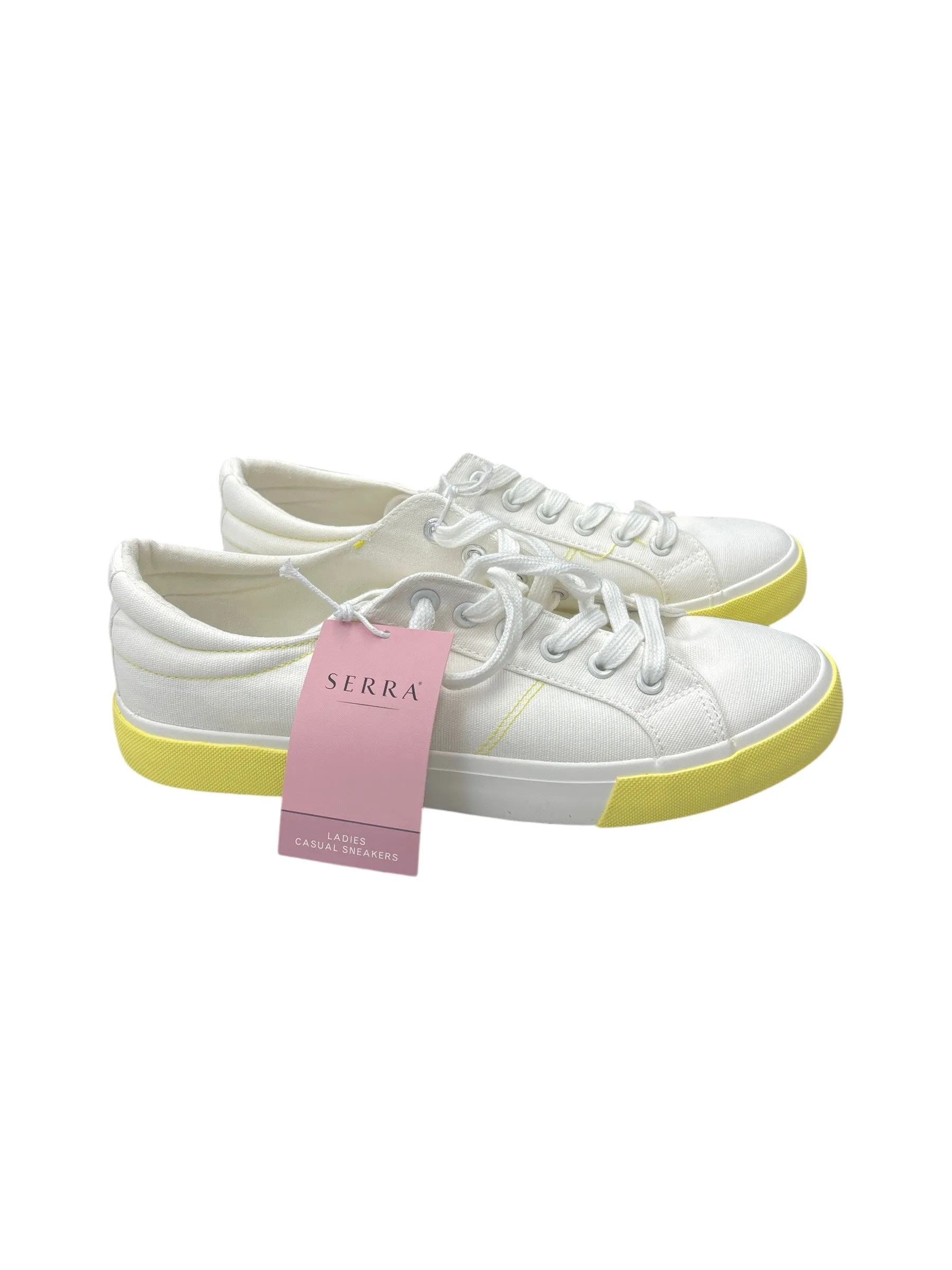 Shoes Athletic By Serra In White & Yellow, Size: 9