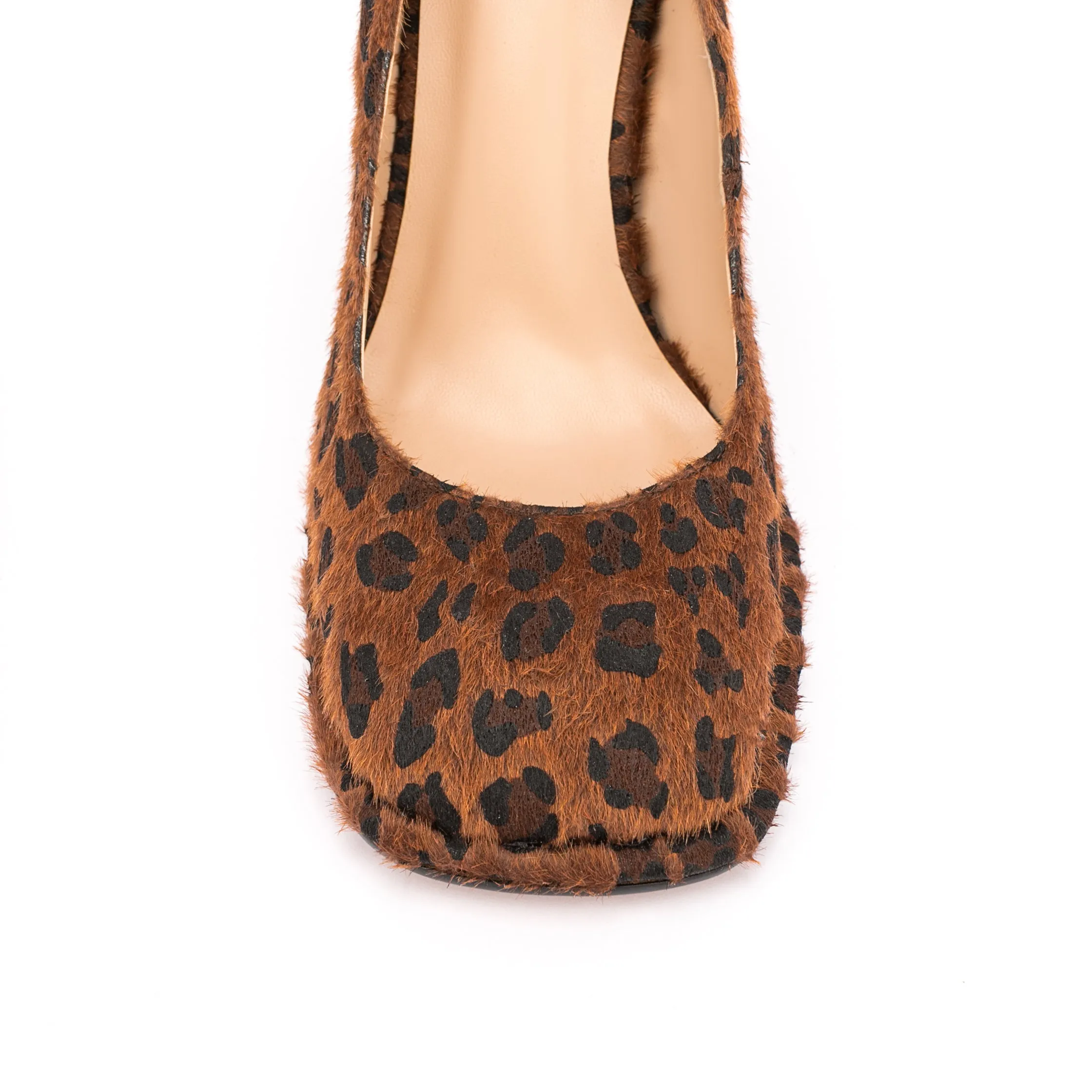 Sqaure Toe Animal-print Pumps Chunky Heels for Women