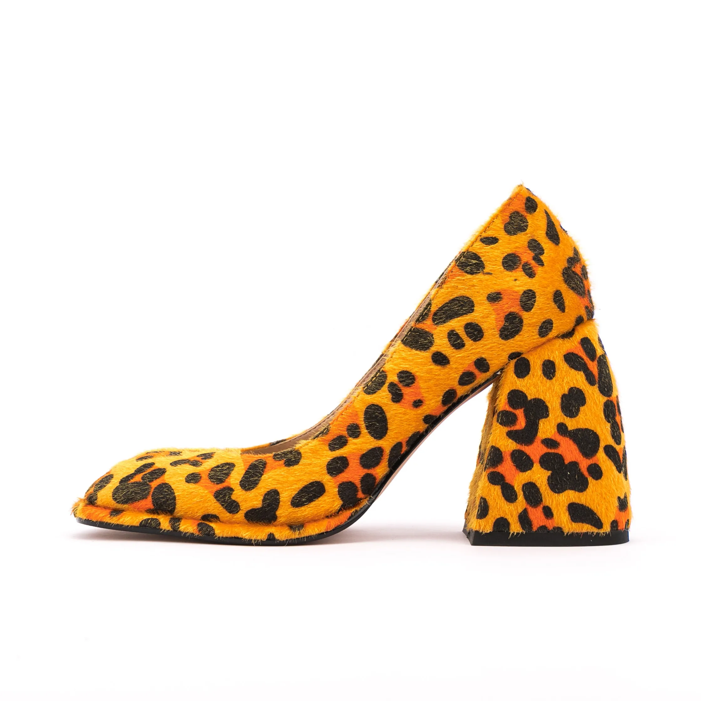 Sqaure Toe Animal-print Pumps Chunky Heels for Women