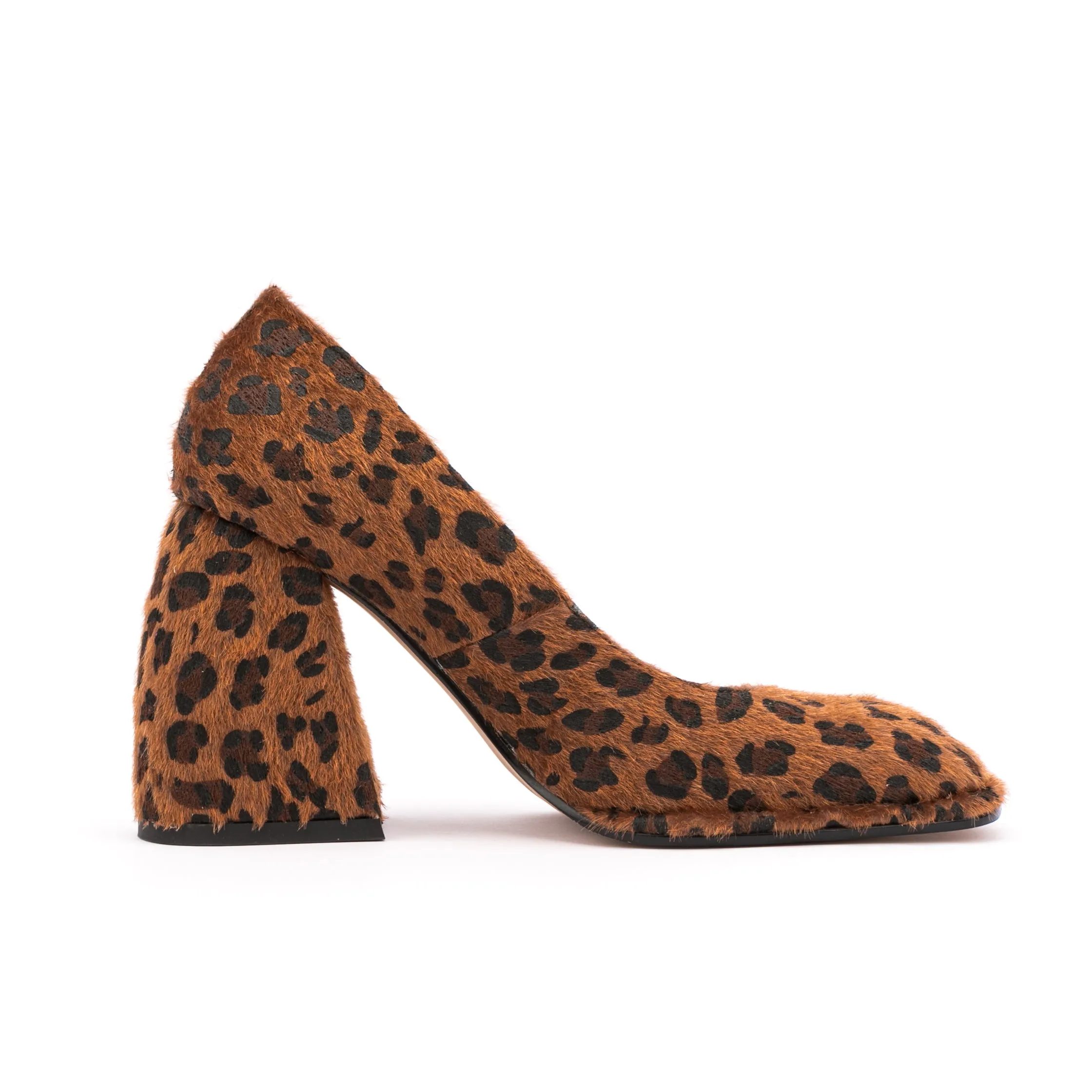 Sqaure Toe Animal-print Pumps Chunky Heels for Women