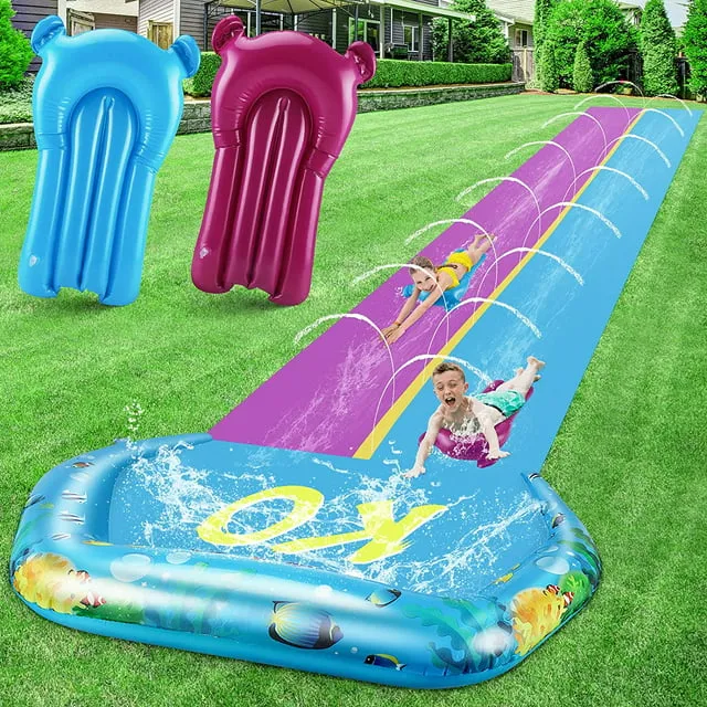 Terra [ 2022 Extra Long] 32ft Water Slide for Adults & Children With Water Slides with 2 Surfboards Water Play, Water Toy for Family Water Slide Fun