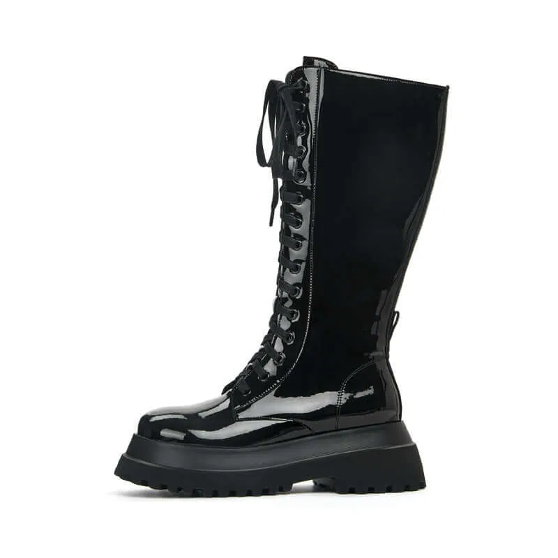 Thick-soled Round Toe Side Zipper High Boots Fashion Women's Shoes