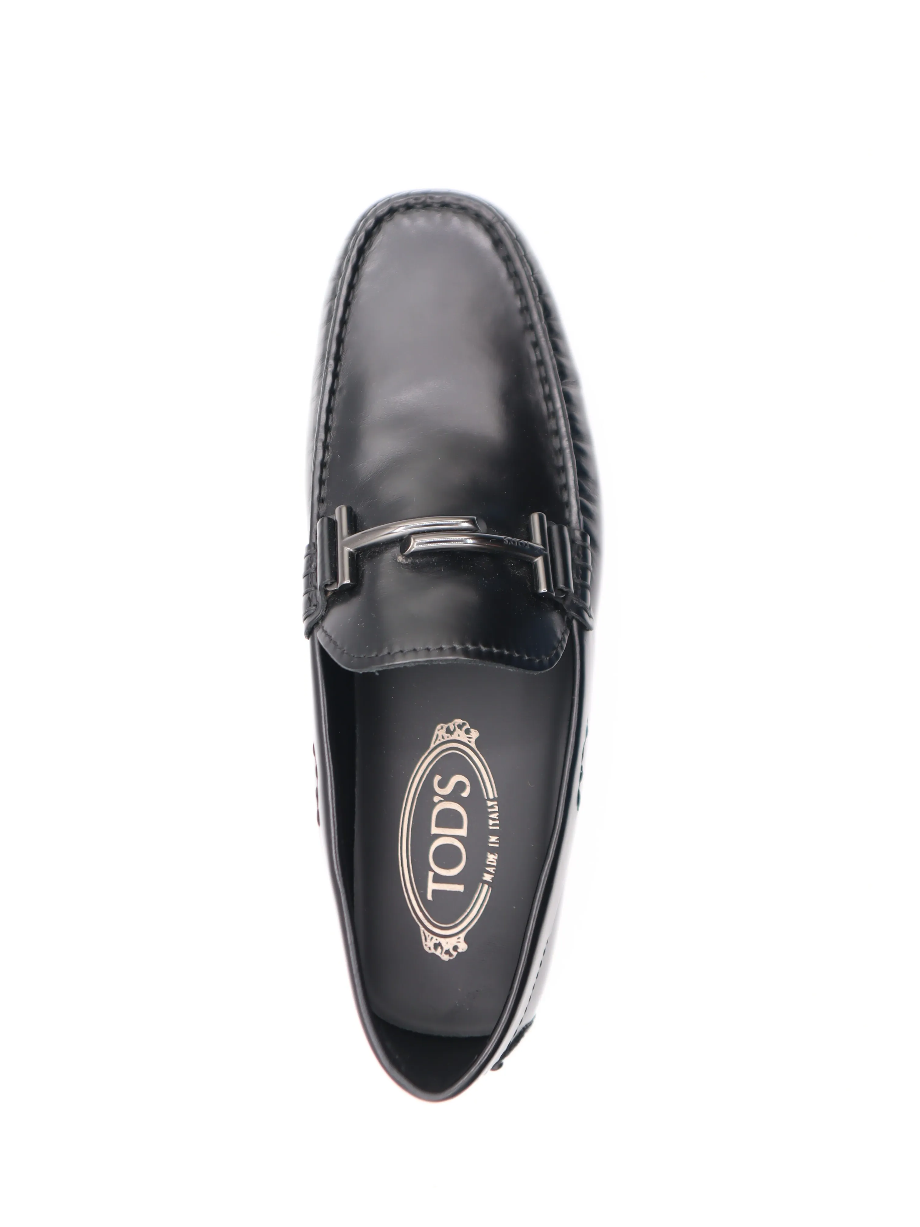 Tods Mens Black Leather Buckle Gommino Driver Shoe