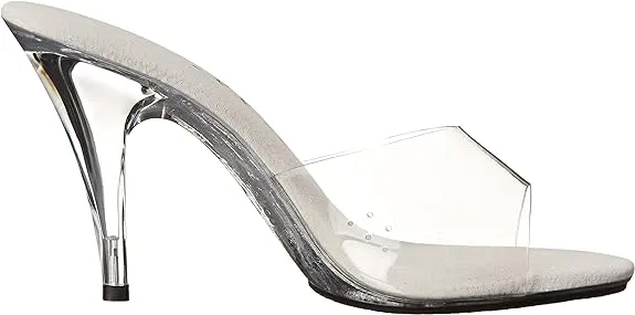 Vanity-405 Clear 4" Heel Mule Sandals