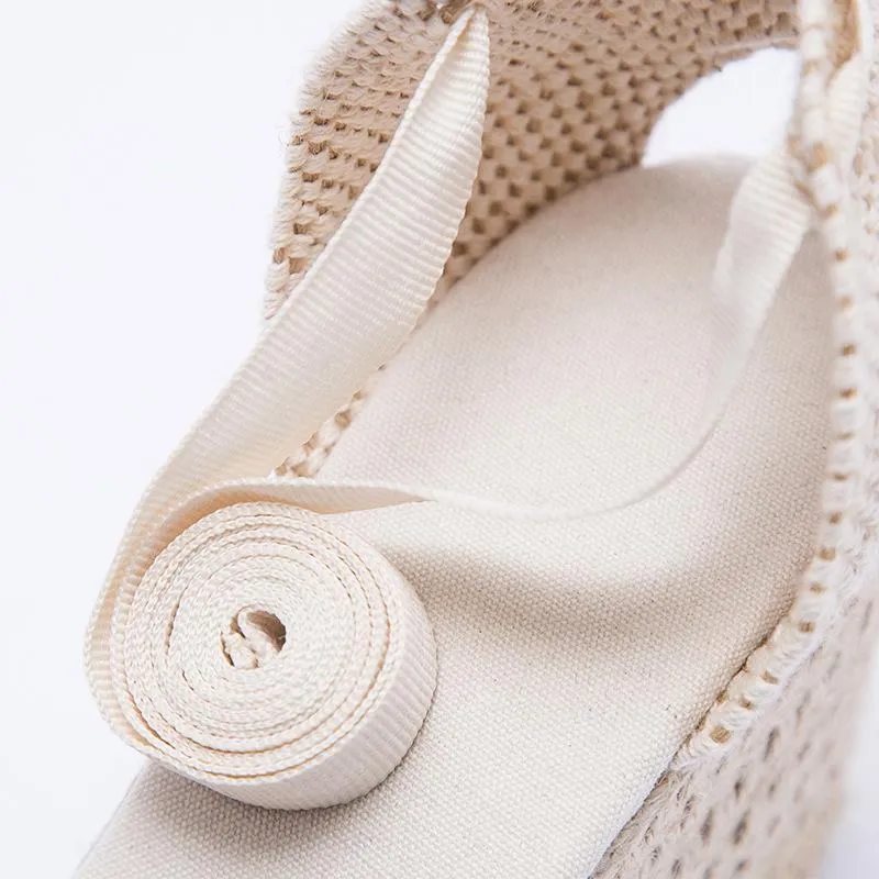 Women lace up closed round toe espadrille wedge sandals