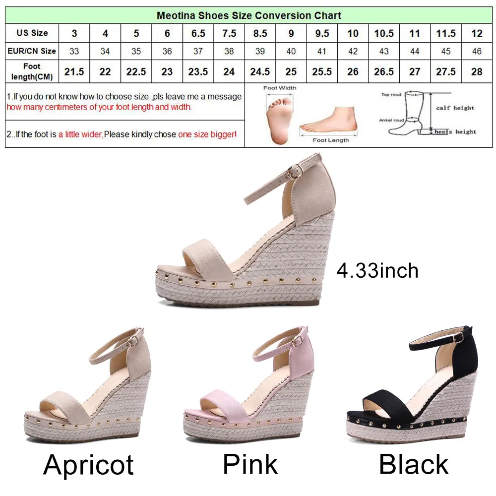 Women's Fashion  Summer High Wedge Sandals Shoes - Black,Pink,Apricot