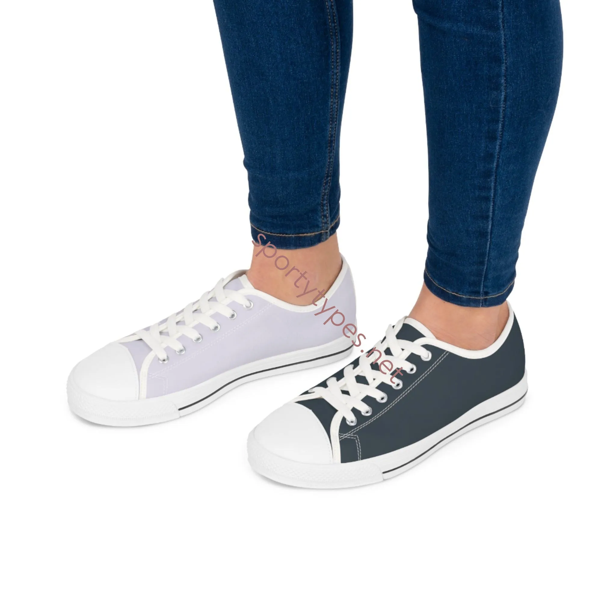 Women's Lavender & Charcoal Mismatched Low Top Sneakers